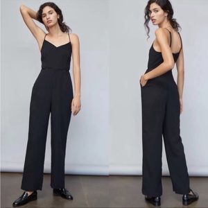 Maeve for Anthropologie Black Magdalena V-Neck Adjustable Straps Jumpsuit